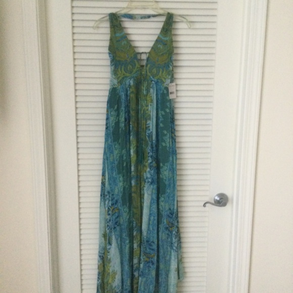 Free People Spring Scenery maxi dress NWT, Green and Blue, size 4 - Picture 4 of 5